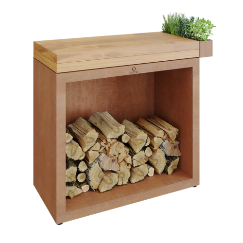 OFYR Butcher Block Storage 90 Corten Drewno Tekowe
