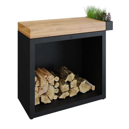 OFYR Butcher Block Storage 90 Black Drewno Tekowe