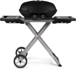 GRILL GAZOWY PRZENOŚNY TRAVELQ 285X NA KARTUSZE Z WÓZKIEM NOŻYCOWYM, CZARNY